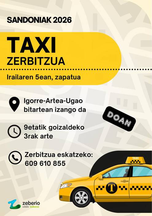 Taxi zerbitzua Zeberioko jaietan