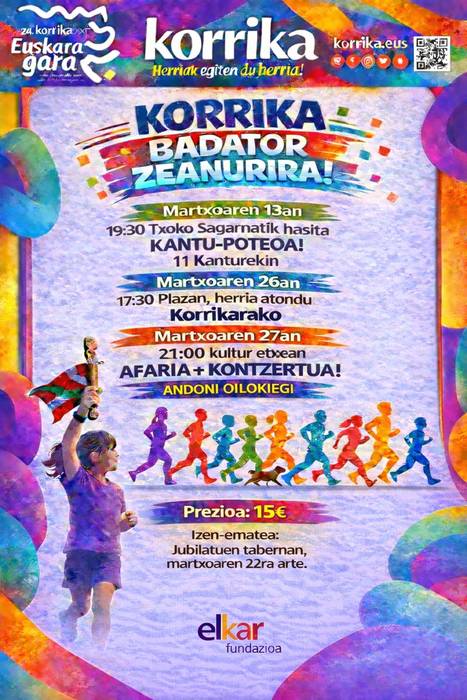 Korrika afarirako txartelak Zeanurin