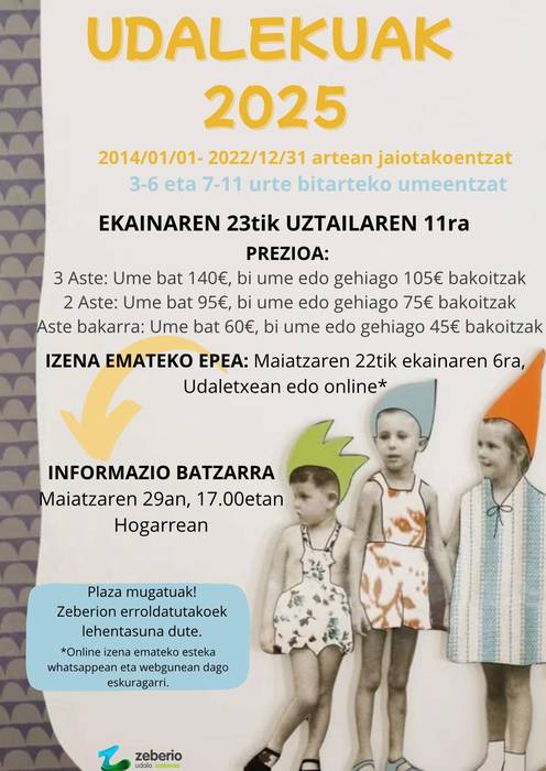 Udalekuak Zeberio. Izen-emotea