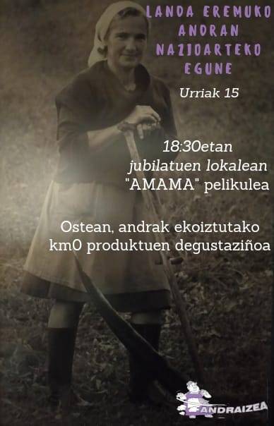 Landa eremuko Andren Nazinoarteko Eguna ospatuko dabe Diman