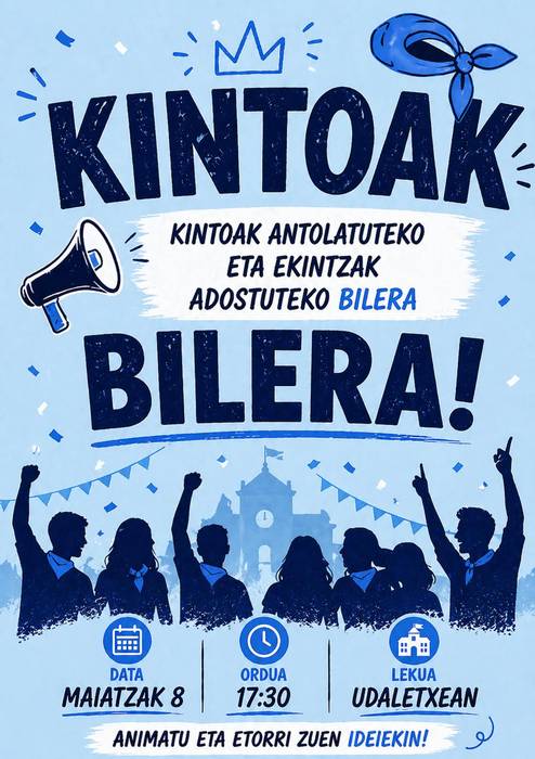Kintoak antolatzeko batzarra Areatzan