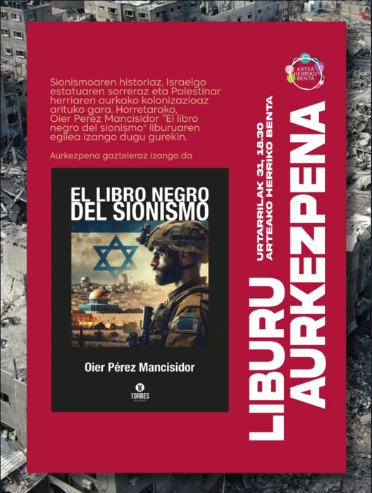 'El libro negro del sionismo' liburuaren aurkezpena Artean