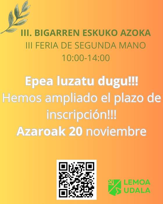 Bigarren eskuko azokan postua ipinteko eskaerea