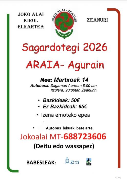 Urtekerea Zeanuritik sagardotegira