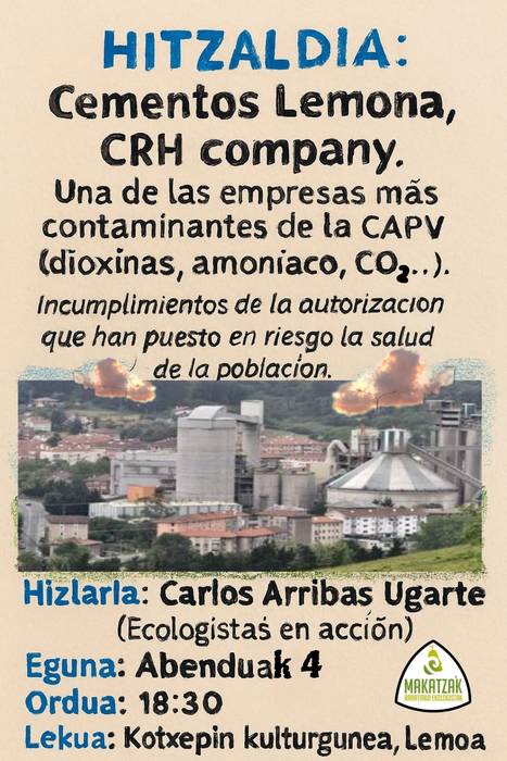 Cementos Lemonaren gaineko berbaldia