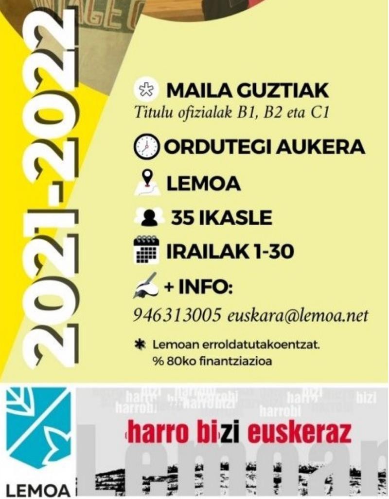 Euskera eskolak antolatu dira Lemoan