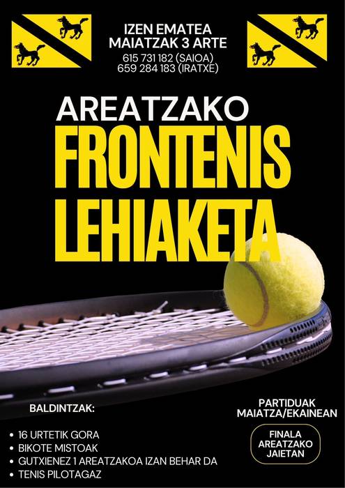 Frontenis Txapelketea Areatzan. Izen-emotea zabalik