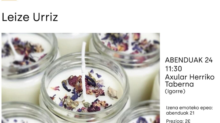 Kandela tailerra Axular Herriko Tabernan