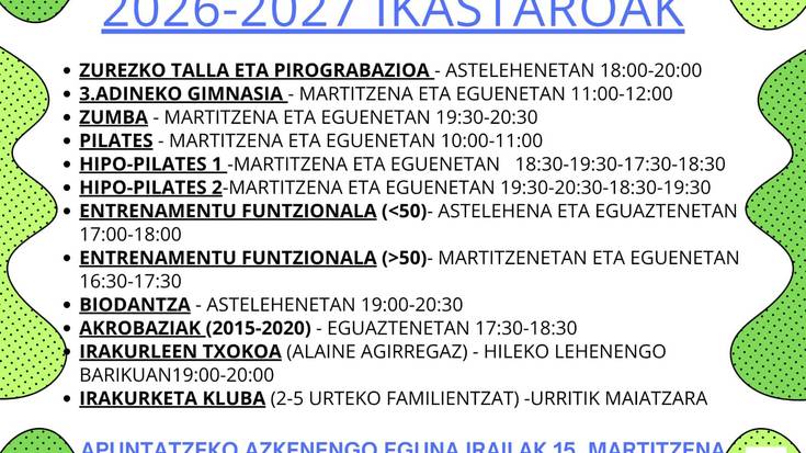 Arteako ikastaroak. Izen-emotea