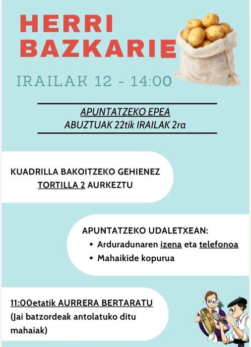 Arteako Jaietako herri bazkarian izena emoteko epea zabalik