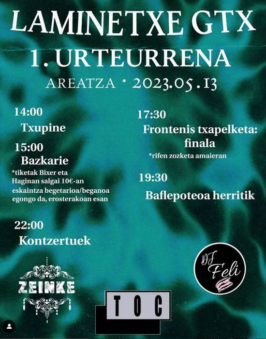 Gaztetxeko urteurreneko bazkarirako txartelak salgai Areatzan