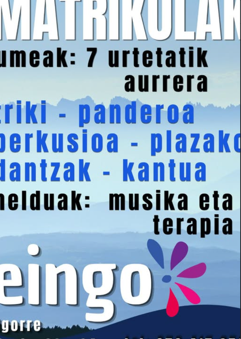 Eingoren 2026-2027 ikasturterako matrikulazino epea zabalik