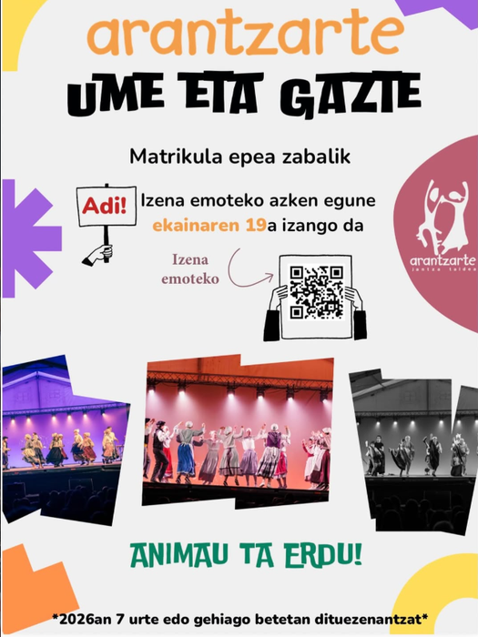 Arantzarten izena emoteko epea zabalik