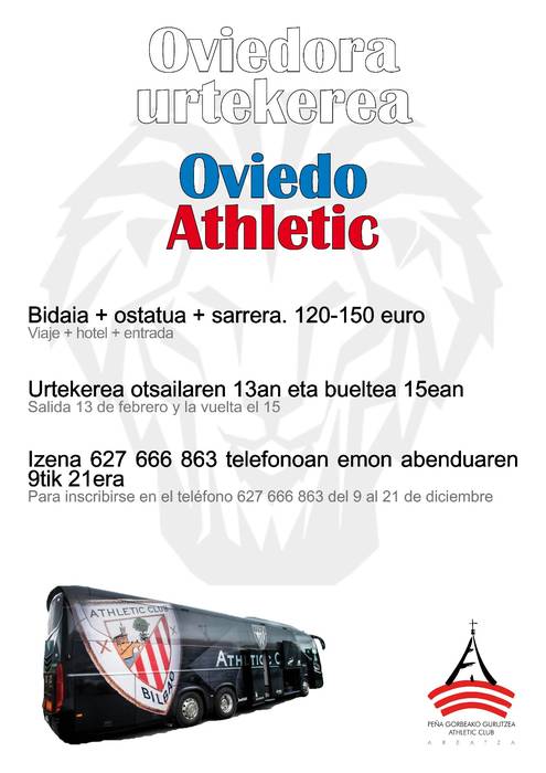Athletic Oviedon ikusteko izen-emotea zabalik