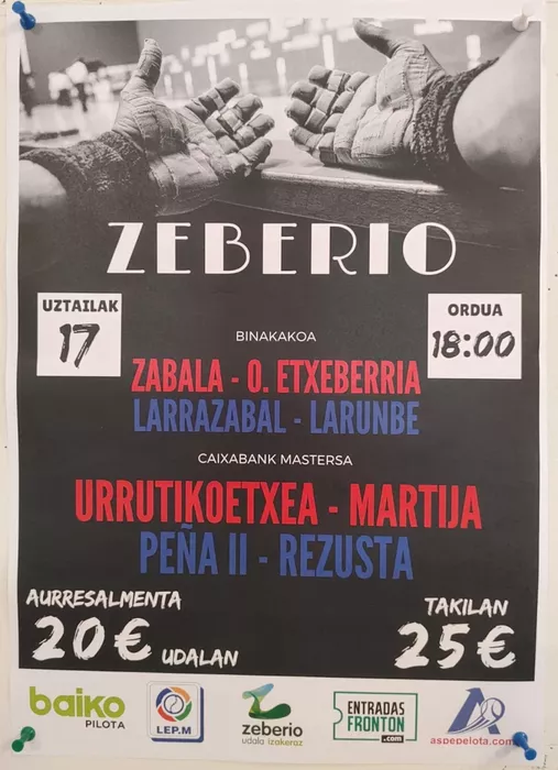 Binakako eta Caixabank Masters txapelketen saioak jokatuko dira Zeberion