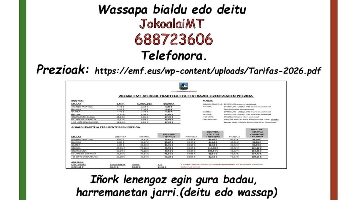 Zeanuriko Joko Alai alkartean feredau txartelak