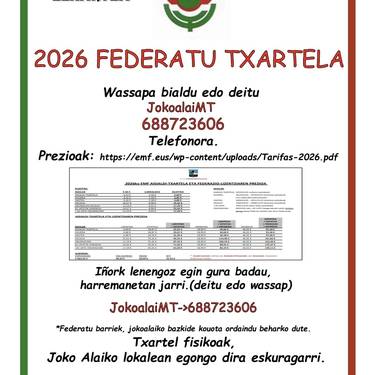 Zeanuriko Joko Alai alkartean feredau txartelak