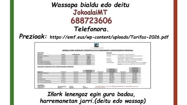 Zeanuriko Joko Alai alkartean feredau txartelak