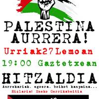 Palestinaren gaineko berbaldia Gaztetxean