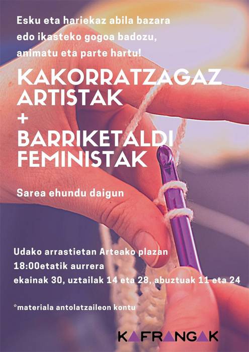 Kakorratz tailerra eta barriketaldi feministak antolatu dauz Kafrangakek