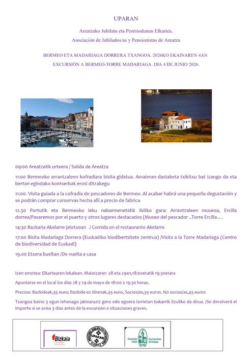 Areatzako jubiladuen urtekerea