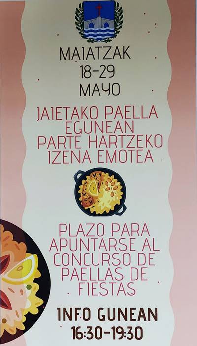 Izen-emotea jaietako paellarako Bedian
