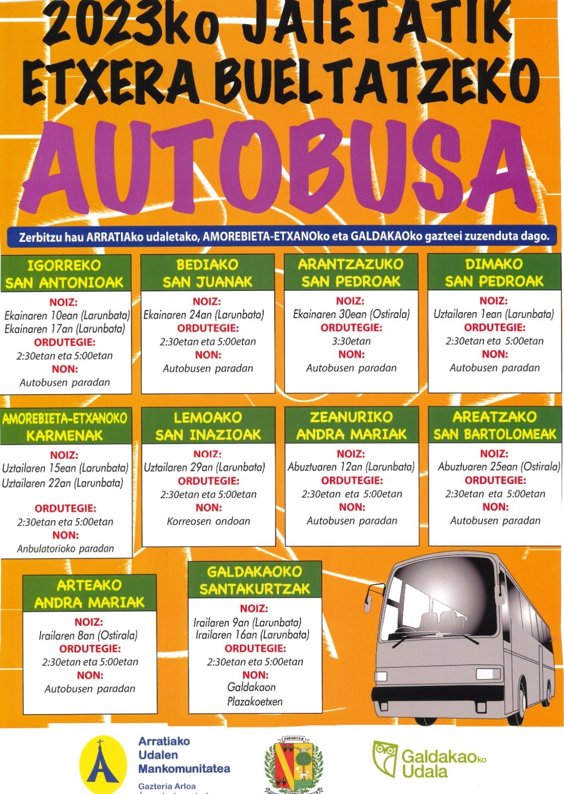 Jaietan etxera bueltetako autobusak