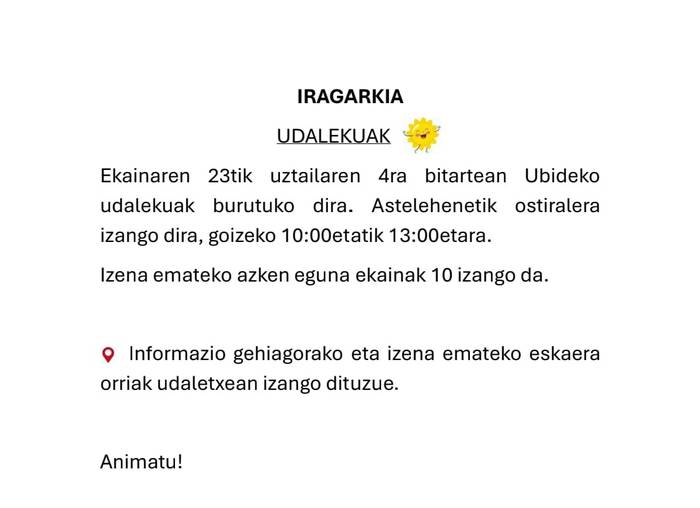 Ubide udalekuak. Izen-emotea
