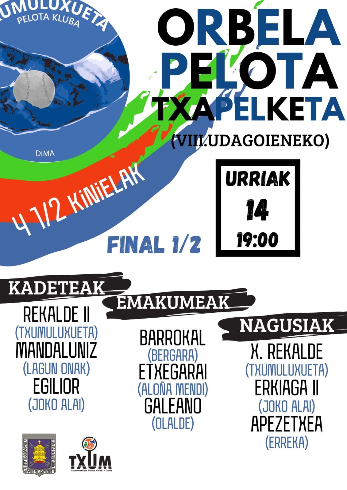 Orbela Pelota Txapelketea barikuan hasiko da