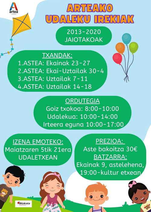 Arteako udalekuetan izen-emotea