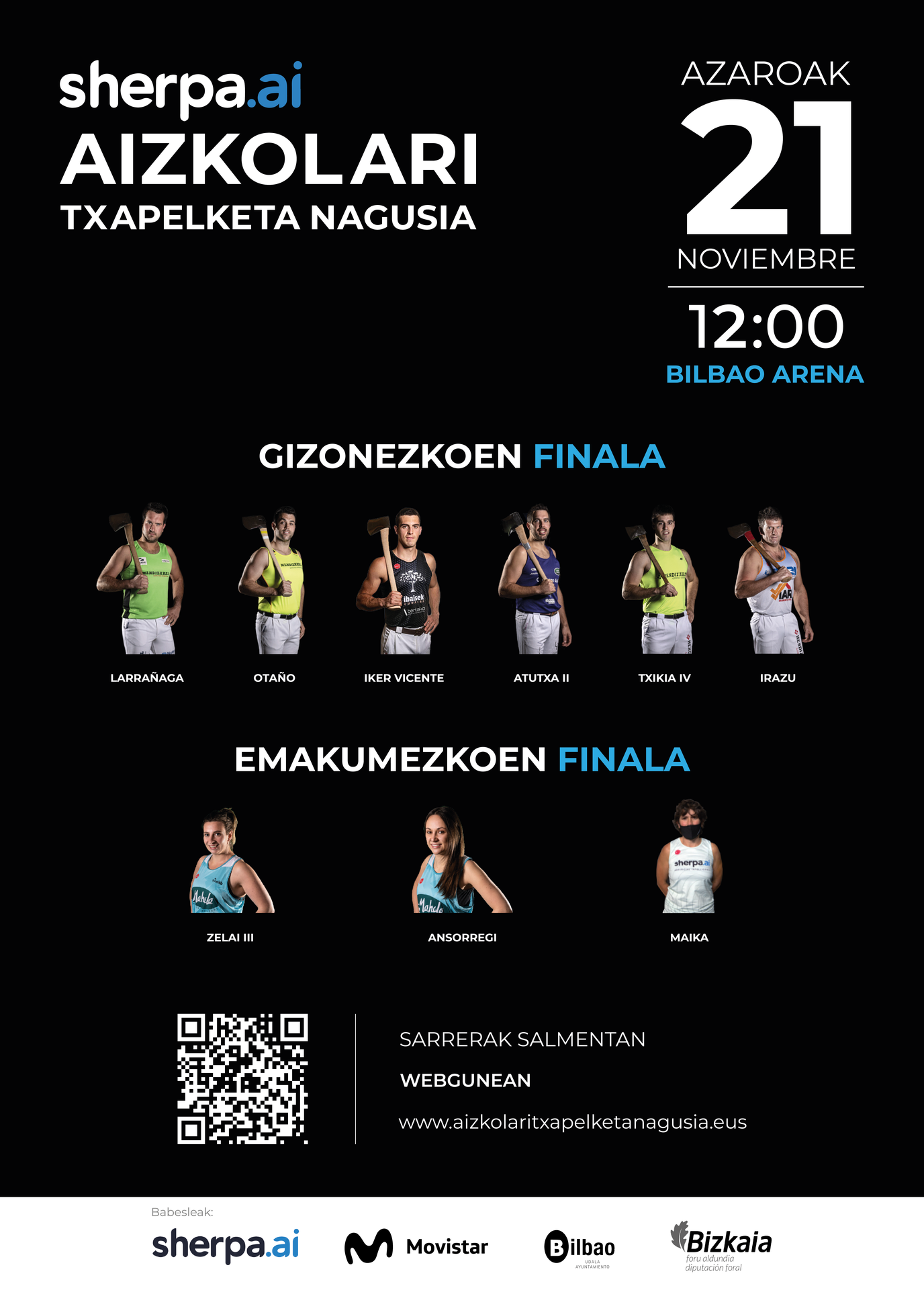 Aizkolari Txapelketa Nagusia jokatuko da domekan Bilbao Arenan
