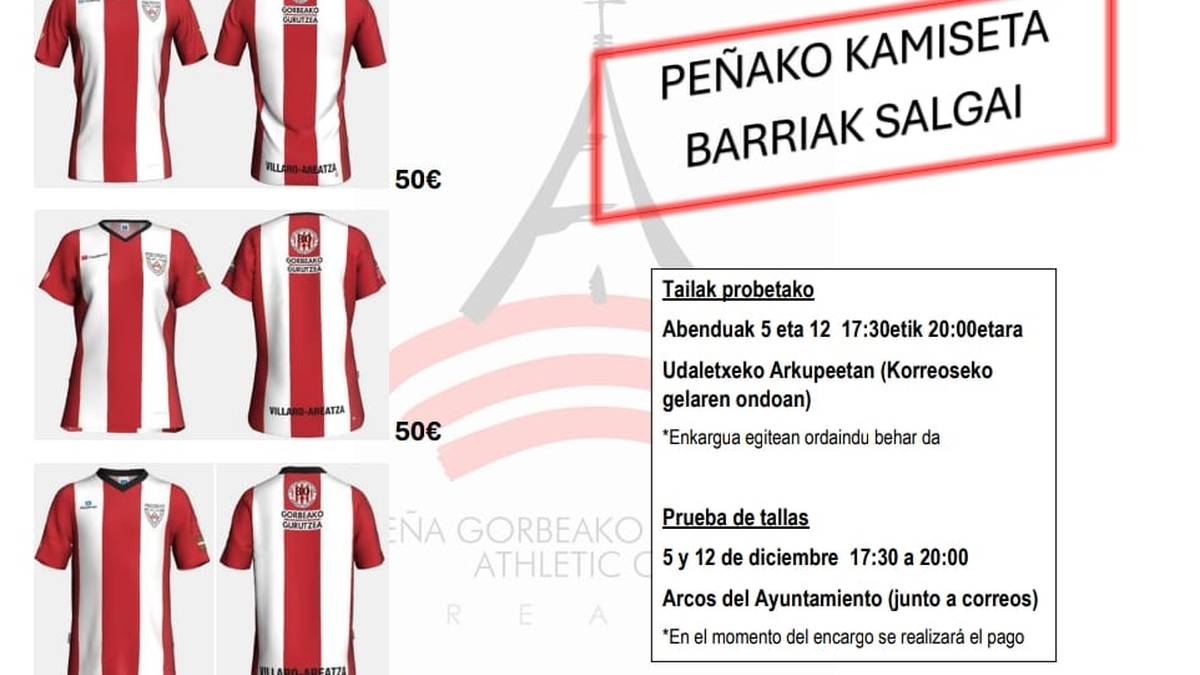 Athletic-eko Peña Gorbeako Gurutzea Athletic Club kamisetak salgai
