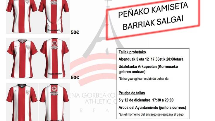 Athletic-eko Peña Gorbeako Gurutzea Athletic Club kamisetak salgai