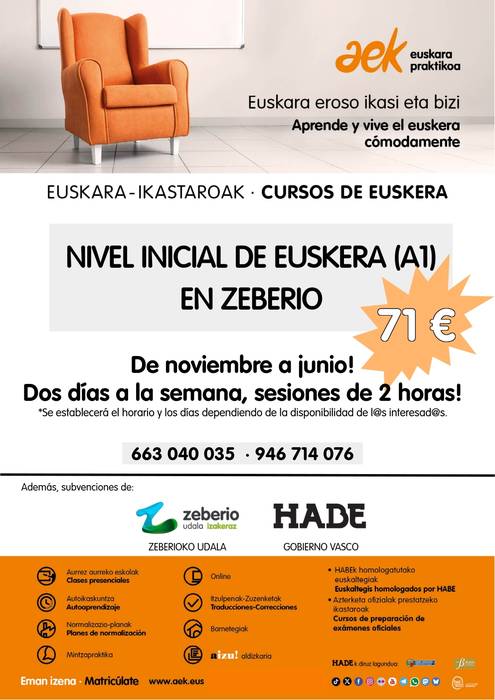 Euskera ikastaroa Zeberion