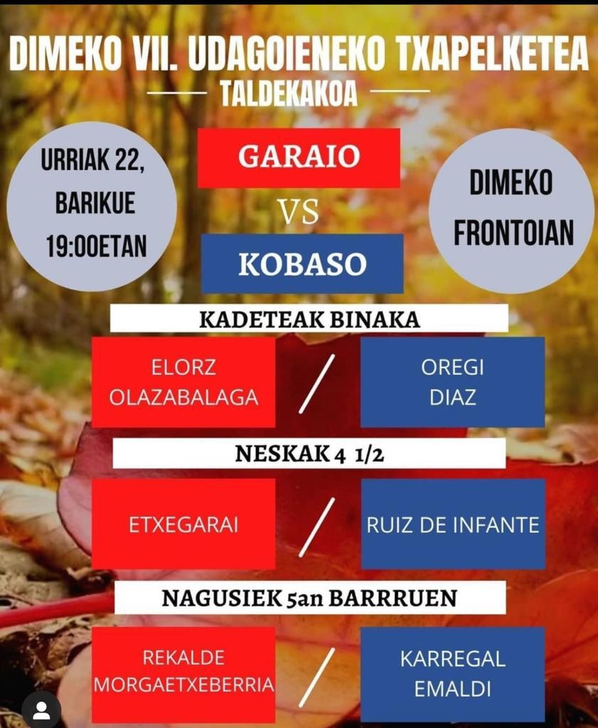 Hilaren 22an hasiko da Dimeko VII. Udagoieneko Txapelketea