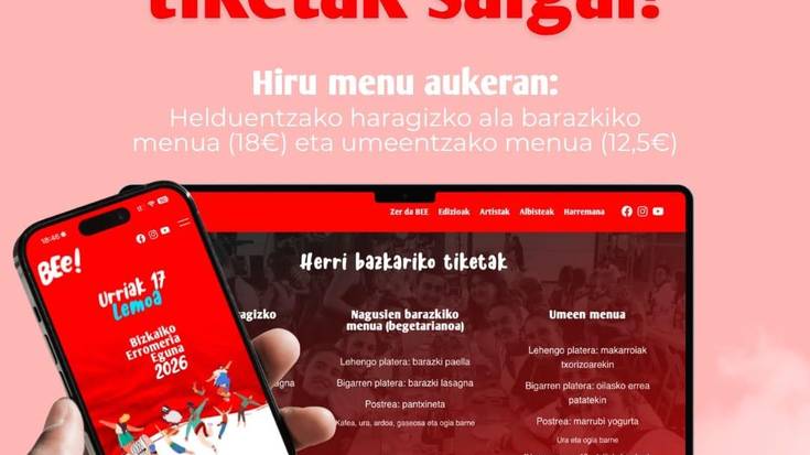 Erromeria Eguneko bazkarirako txartelak salgai