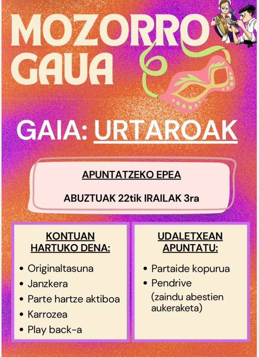 Arteako Jaietako mozorro gauerako izen-emotea zabalik