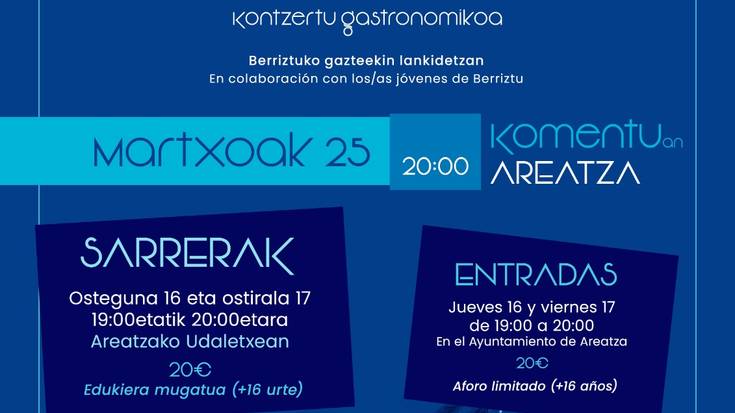 Kontzertu gastronomikoa Areatzan