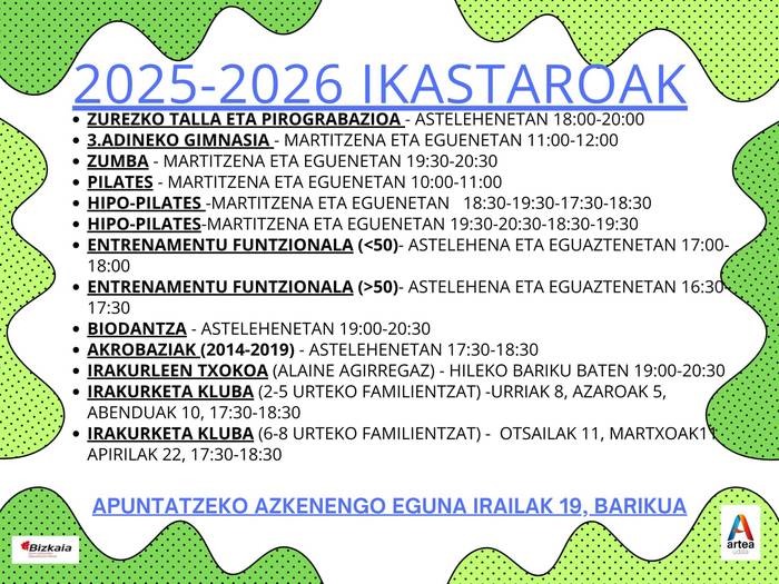 Ikastaroak Artean
