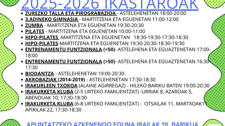 Ikastaroak Artean