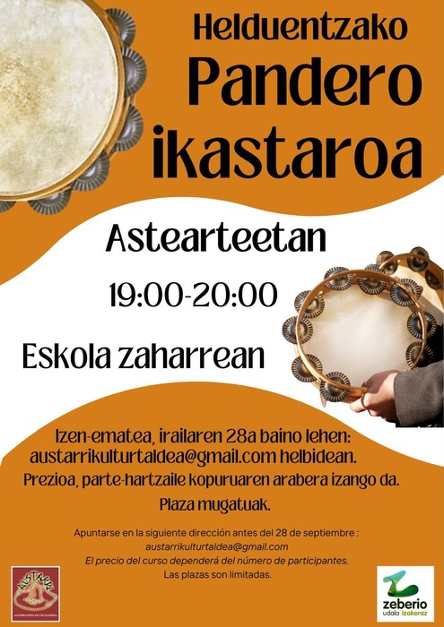 Helduentzako pandero ikastaroan izen-emotea